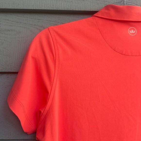 Peter Millar Women’s Golf Polo Shirt Coral Orange Belfair Logo Performance Top - Picture 3 of 7